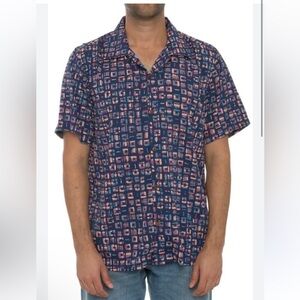 Raga Man Geometric Print Short Sleeve Button-Up Shirt Size Small Nordstrom